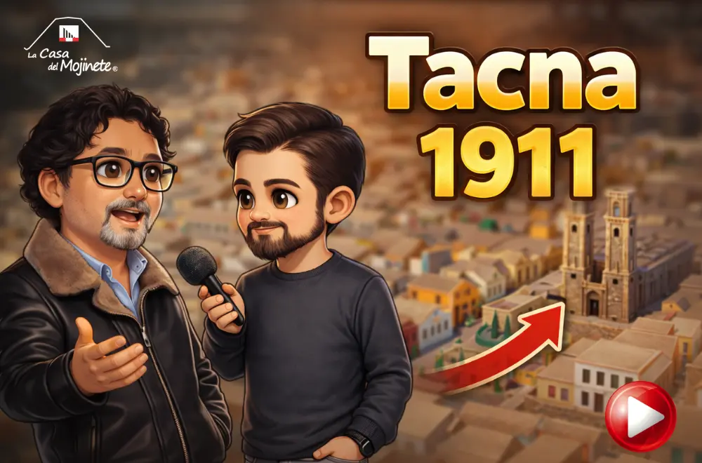 Exposición de maqueta histórica de Tacna en 1911 presentada en el Museo Nacional Ferroviario en 2024 con personajes estilo chibi en entrevista