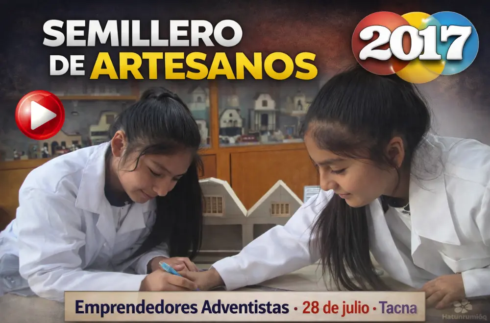 Estudiantes elaborando maqueta de casa en madera en el semillero de artesanos Tacna 2017 durante proceso de aprendizaje