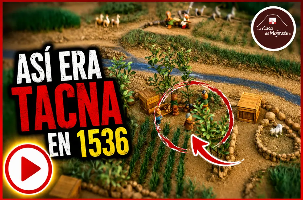 Maqueta artesanal de Tacna en 1536 con escenas agrícolas y vida cotidiana elaborada por La Casa del Mojinete