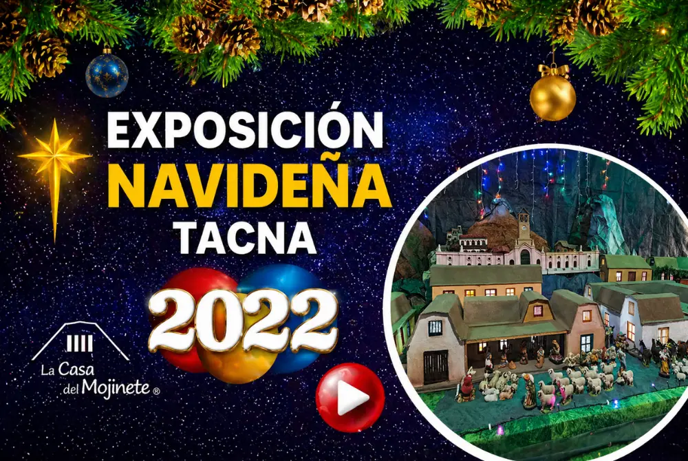Exposición navideña en Tacna 2022 con maqueta artesanal de nacimiento y casas tradicionales iluminadas