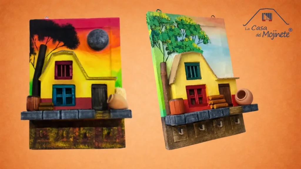 Colección de portallaves artesanales de casas con techo de mojinete hechos a mano en Tacna Perú