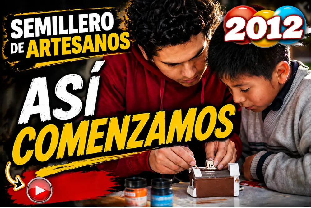 Semillero de artesanos en Tacna 2012 donde un maestro enseña a un niño a crear una maqueta artesanal